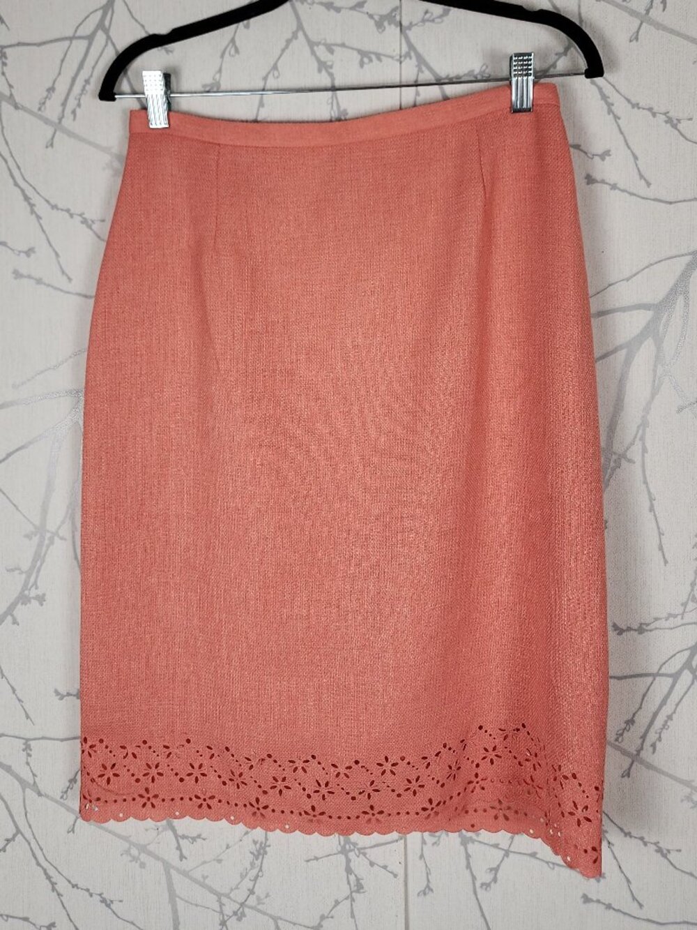 Jolibel VTG Salmon Pink Lasercut Pencil Skirt